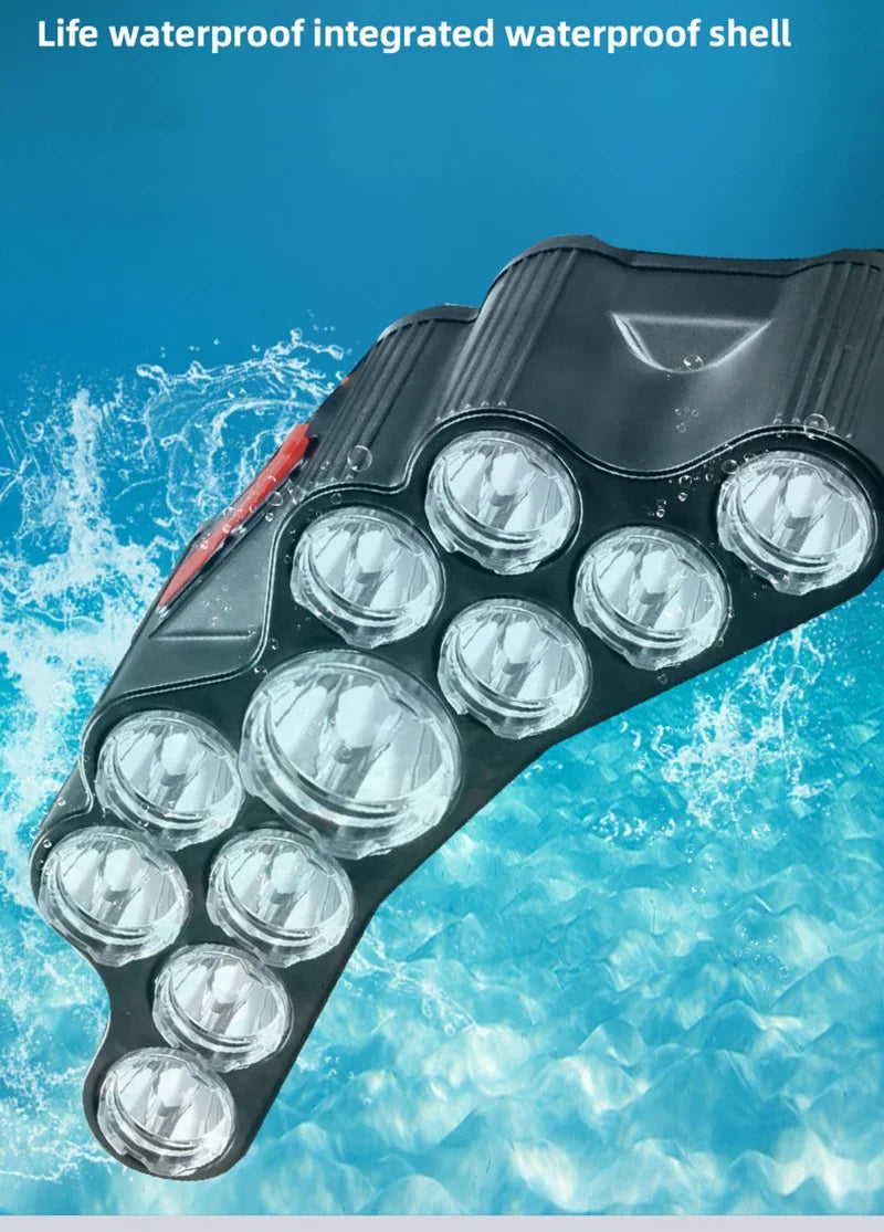 Lampe frontale puissante à 5/11 LED, batterie 18650 intégrée, Rechargeable par USB, lanterne pour Camping en plein air, pêche