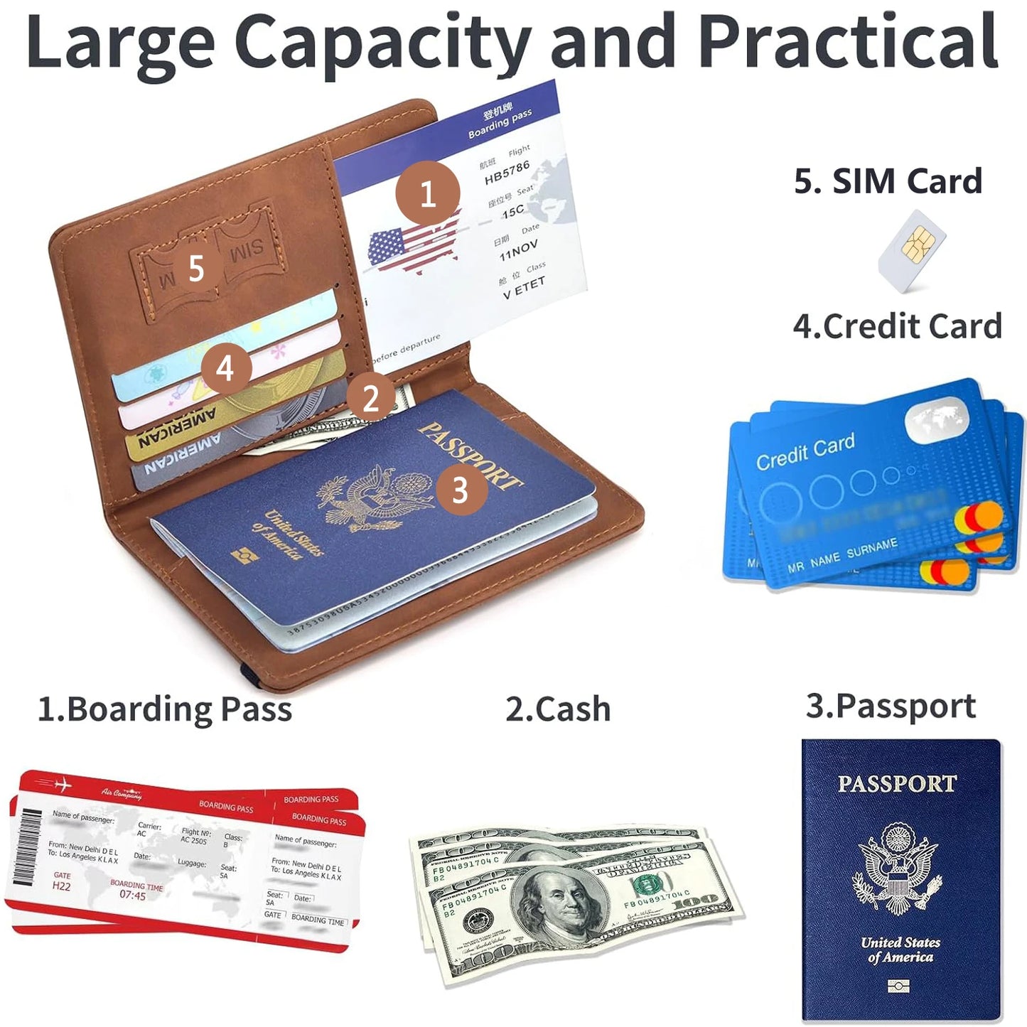 Portapasaportes para viaje Essentials, estuche cartera para accesorios de viaje, portapasaportes para mujer/hombre