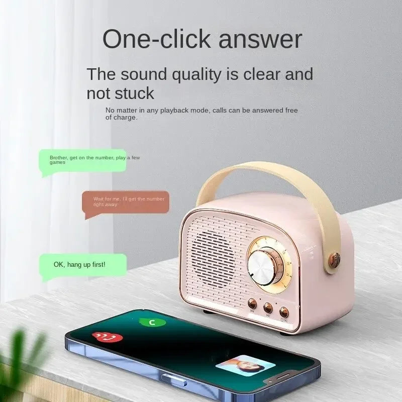 USB AUX TF FM Radio Portable Bluetooth Speaker Retro Enhanced Bass Mini Boombox for Table Home Outdoor Vintage Audio MP3