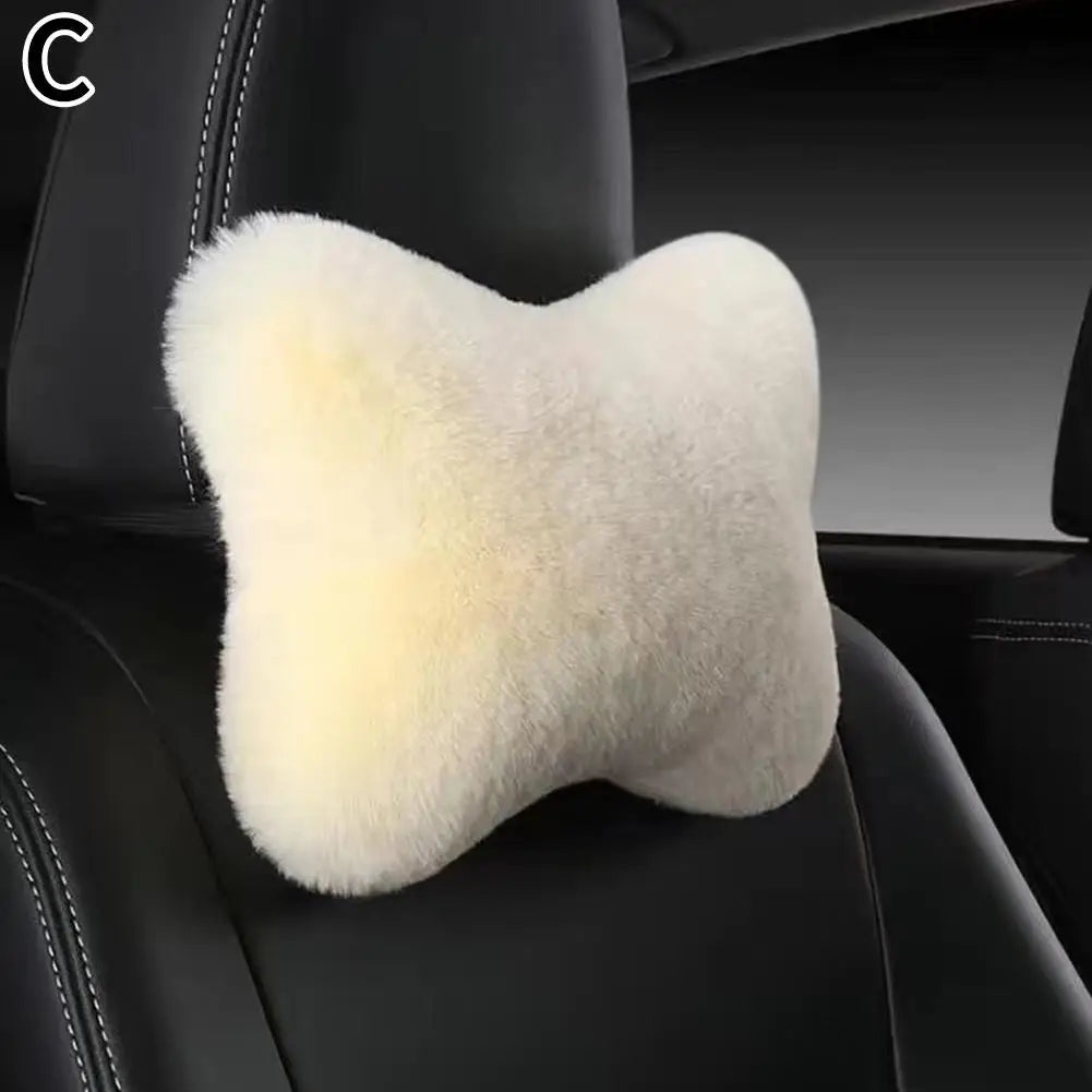 Reposacabezas de asiento de coche de felpa, 8 colores, reposacabezas de coche, cojín de felpa, cálido y cómodo, accesorios de soporte de almohada de cintura, invierno
