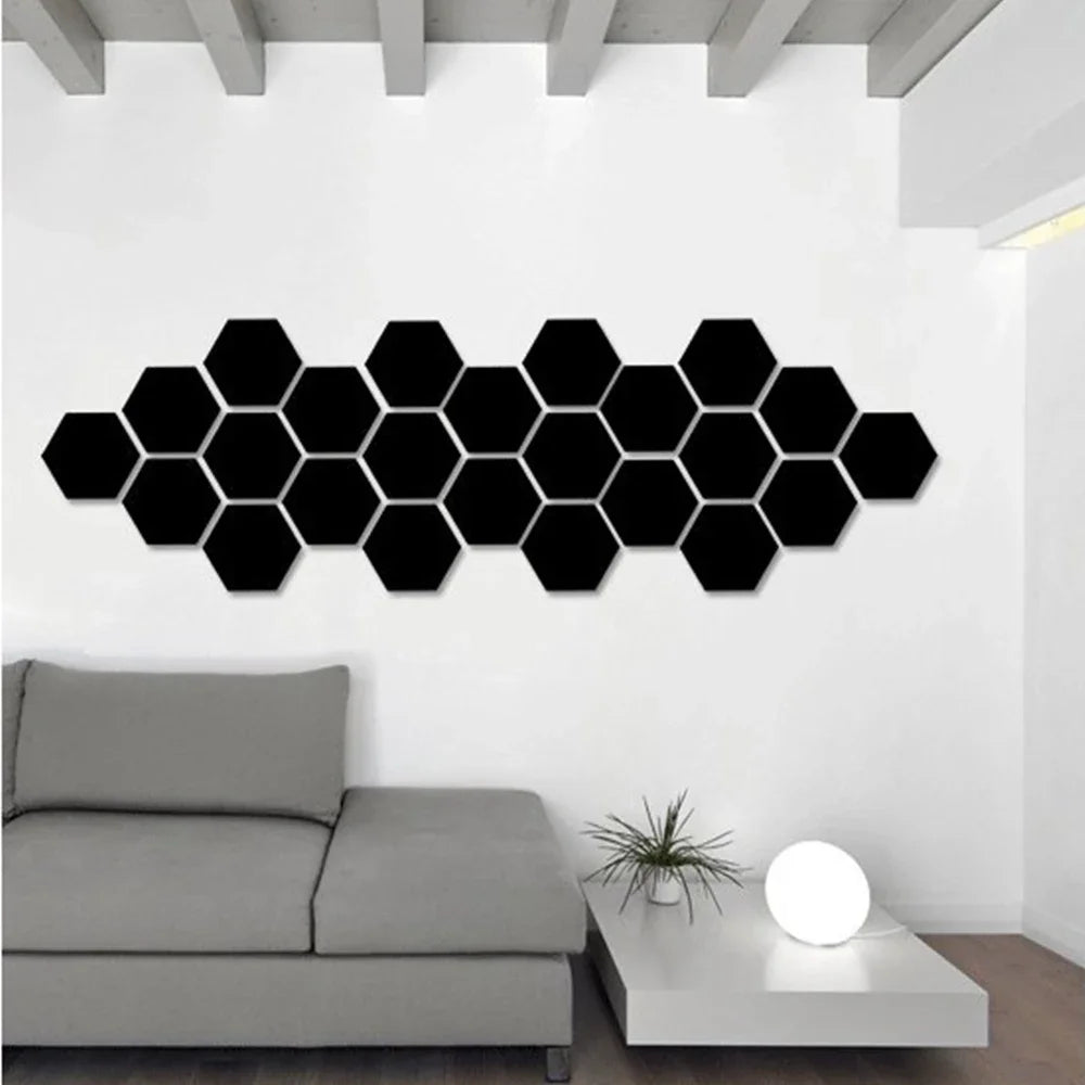 Autocollants muraux en miroir hexagonaux 6/12 pièces, autocollants en miroir acrylique 3D DIY, autocollants adhésifs amovibles, décoration de salon, salle de bain, maison