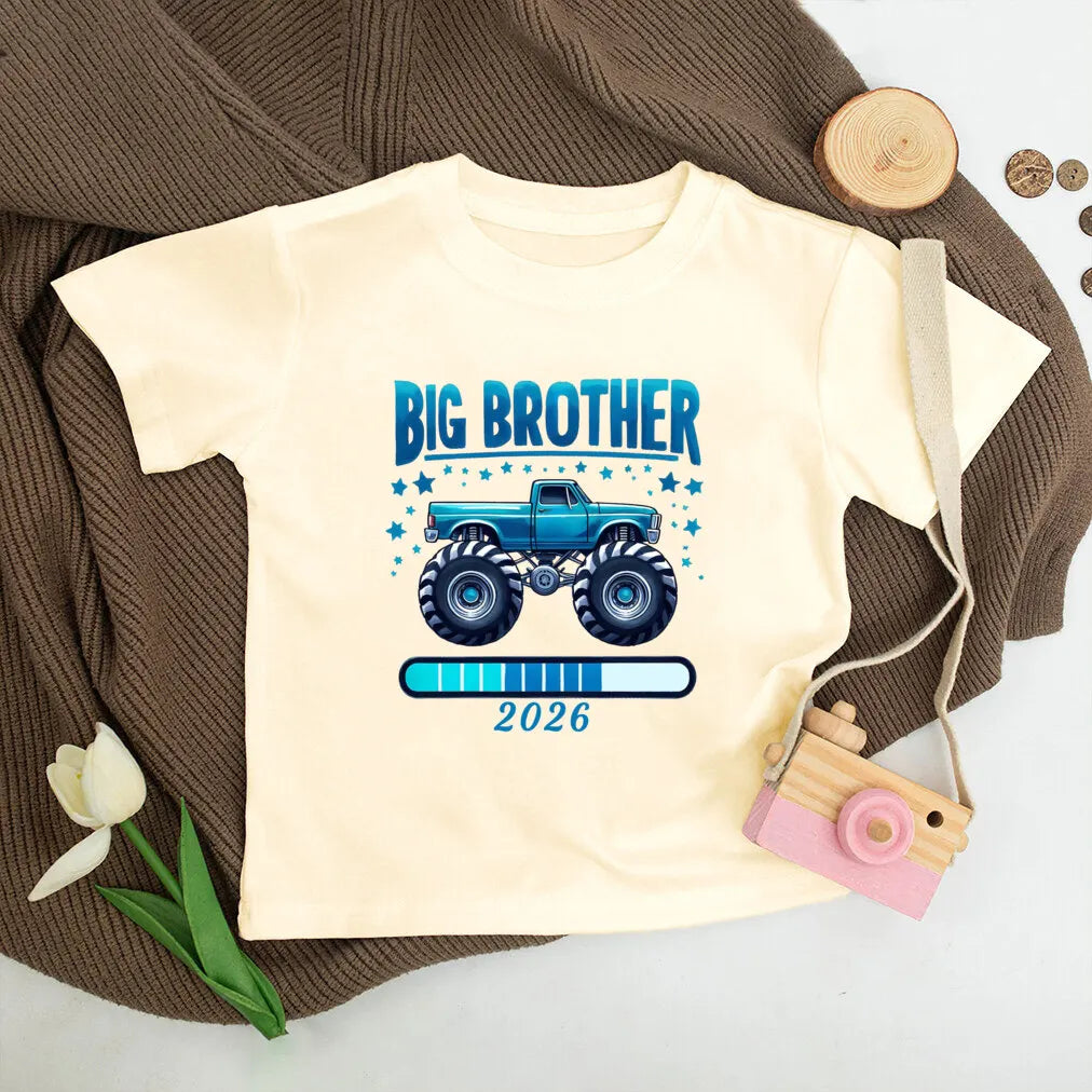 T-shirt enfant grand frère 2026 — annonce de grossesse, manches courtes, tenue d'été garçon