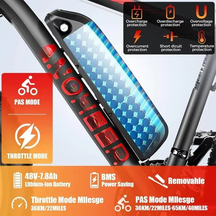 Adult Electric Bike Tool, 26" Sunshine Commuter Ebike guaranteed genuine. [Motor Peak 500W] Electric Mountain Bike