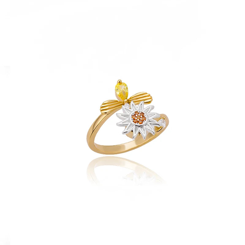 Anillo antiestrés para mujer de acero inoxidable con colgante de sol, spinner para la ansiedad, joyería de moda, regalo de cumpleaños, envío gratis