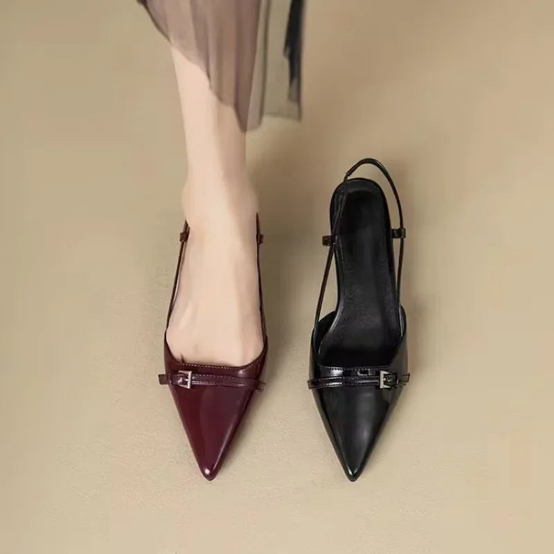 Sandales Femme à Charme Rétro Bordeaux — Style Élégant Été