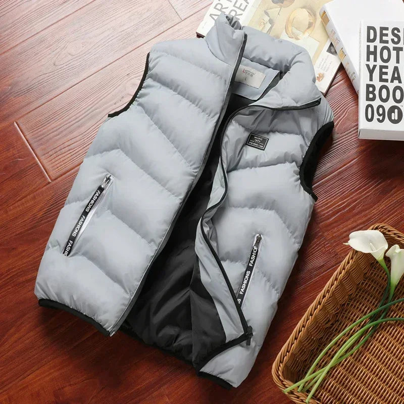 Manteaux bouffants sans manches pour hommes, doudoune de couleur unie, gilet chaud d'hiver, vêtements d'extérieur, coupe-vent, nouvelle collection 2024