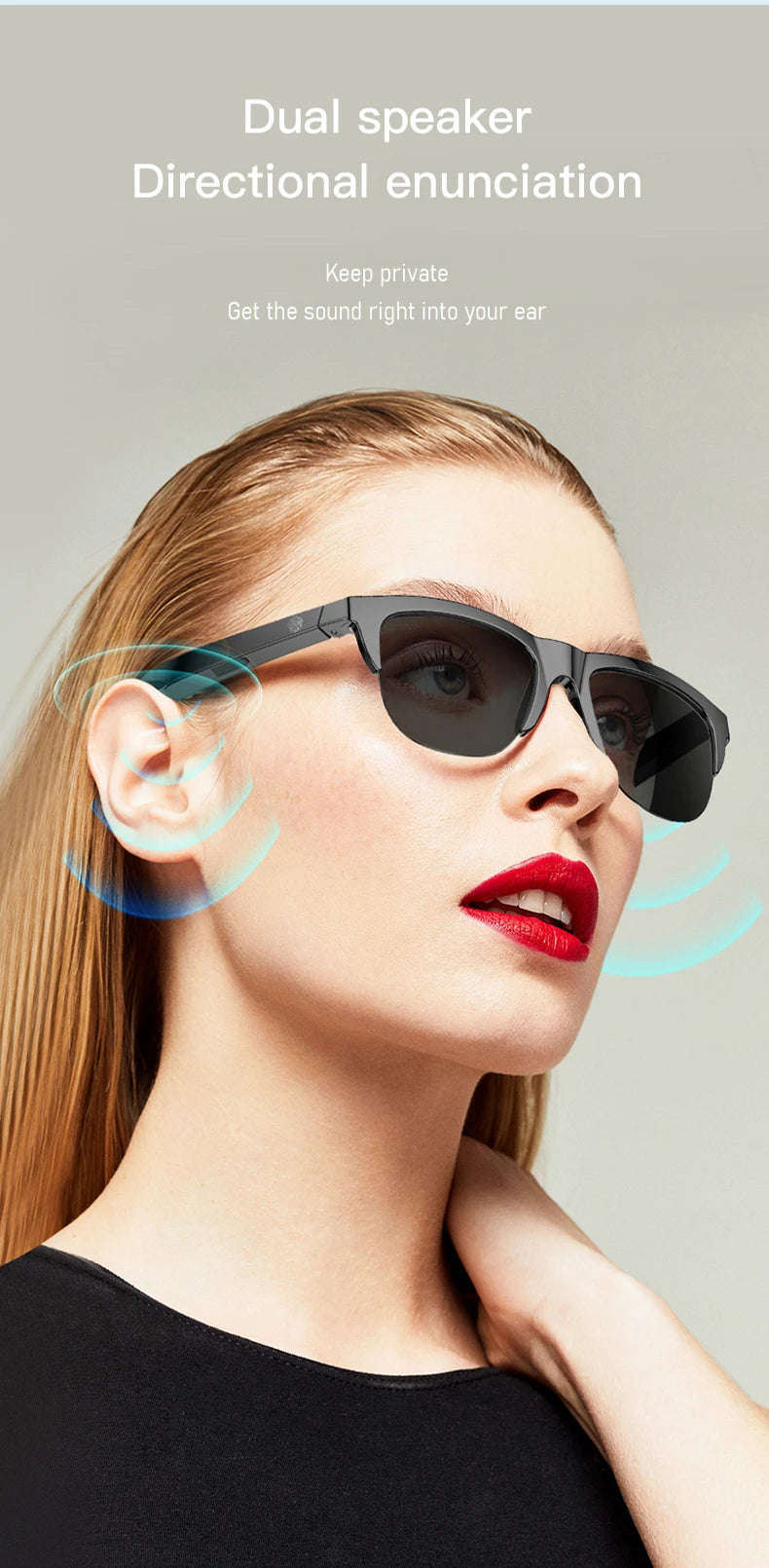 Lunettes de soleil intelligentes Bluetooth V5.3, casque d'appel pour Sports de plein air, technologie HIFI noire, Anti-touch UV pour hommes et femmes
