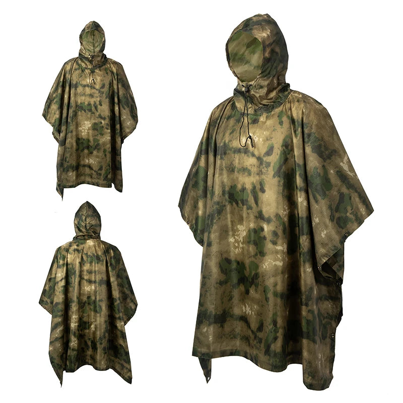 Poncho de Camouflage respirant pour l'extérieur, imperméable tactique de Jungle, observation des oiseaux, randonnée, chasse, combinaison Ghillie, équipement de pluie de voyage