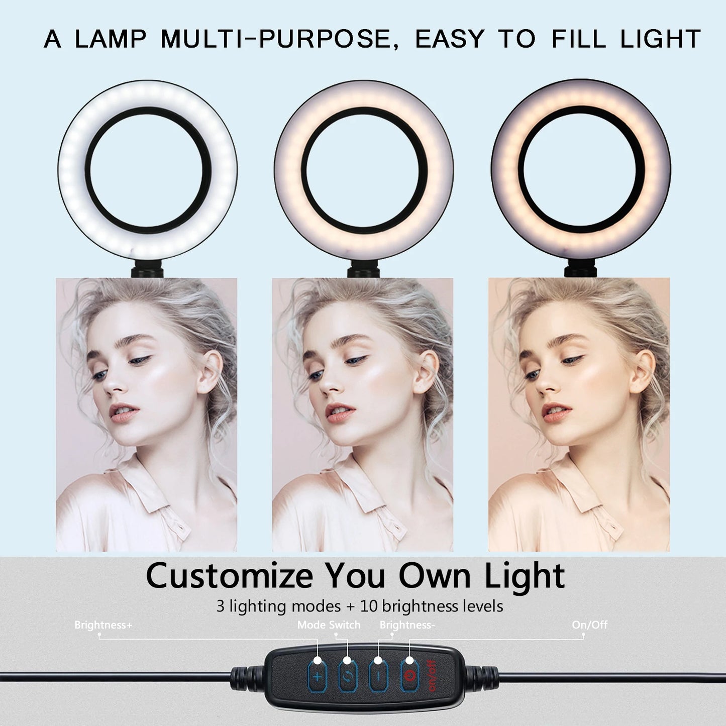 Anneau Lumineux LED Selfie 26cm avec Trépied — Éclairage Photo & Vidéo YouTube