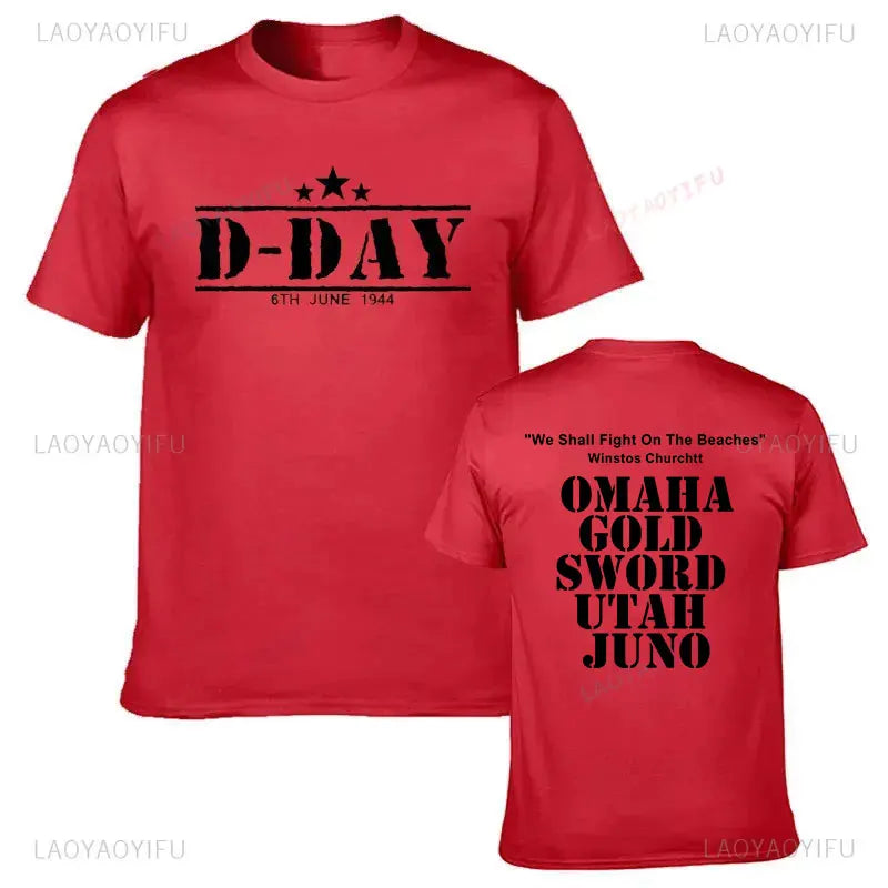 Camiseta divertida de algodón para hombre, con estampado vintage, D-DAY 2026, Ejército 1944, Normandía, militar, CHURCHILL BEACHES