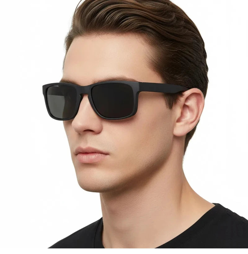 Lunettes de soleil polarisées carrées classiques pour hommes et femmes, Vintage, en plastique, élégantes, noires, pour Sports de plein air, UV400