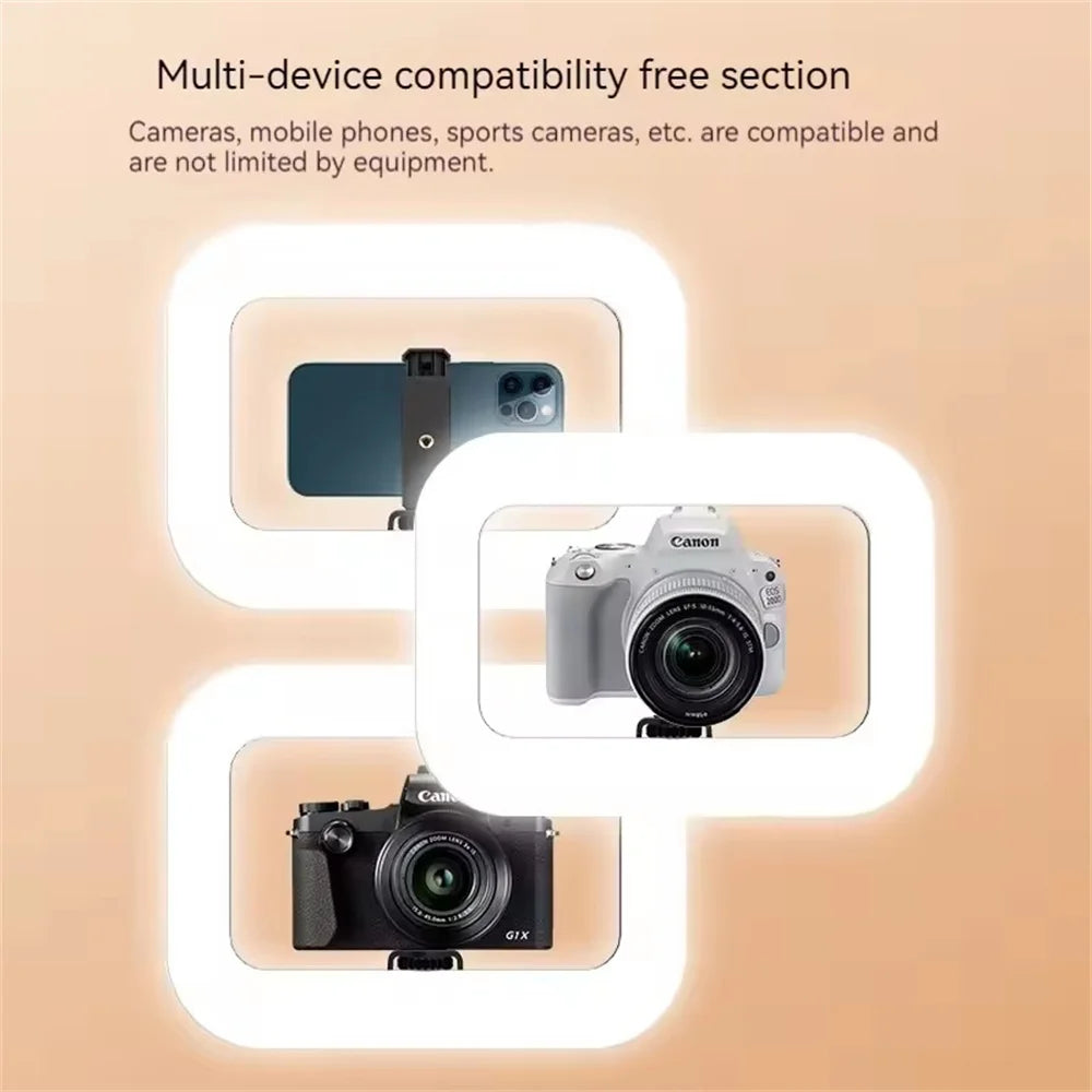 Anneau LED rechargeable portable — selfie, diffusion en direct, photographie, bureau