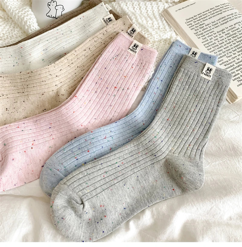 Chaussettes Carillon Respirantes Femme — Dessin Animé, Style Coréen, Décontractées, Douces