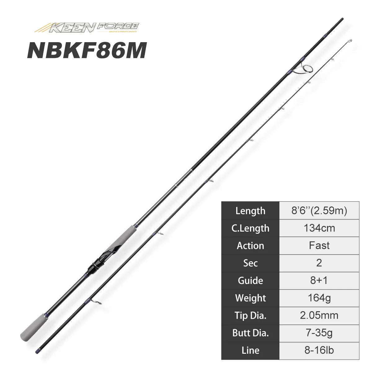 NOEBY – canne à pêche Keen Force L UL ML M 2.04-2.9m, rotative, polyvalente, légère, en carbone, pour truite, Rockfish, bar, matériel de pêche