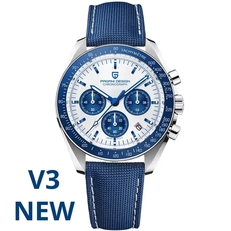 PAGANI DESIGN 2025 New Moon Watches for Men Luxury Quartz Watch Men Chronograph VK63 Men's Gifts AR Sapphire Mirror Luminous Clock