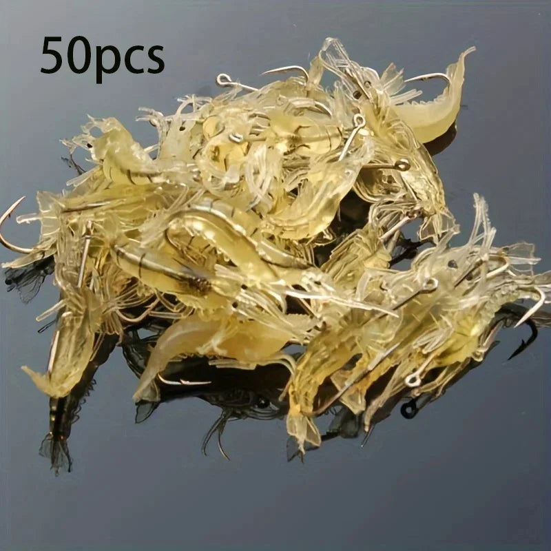 5/10/20 pièces Goture crevette leurres doux crevette leurres de pêche pour eau douce eau salée lumineux crevette appât ensemble avec crochet pointu perle