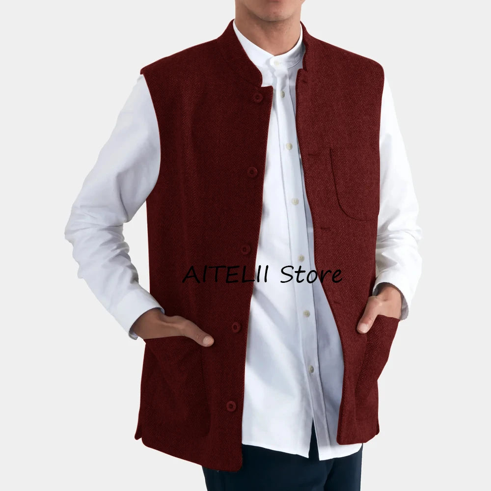 Gilet élégant à chevrons pour hommes, gilets pour hommes, gilet imbibé, olympiques de travail décontractés