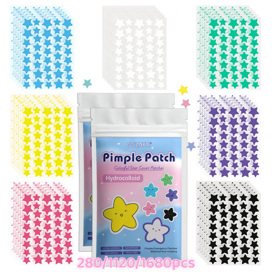 280/1120/1680 parches de granos con diseño de estrella de siete colores – Puntos hidrocoloides invisibles para un cuidado de la piel divertido y suave