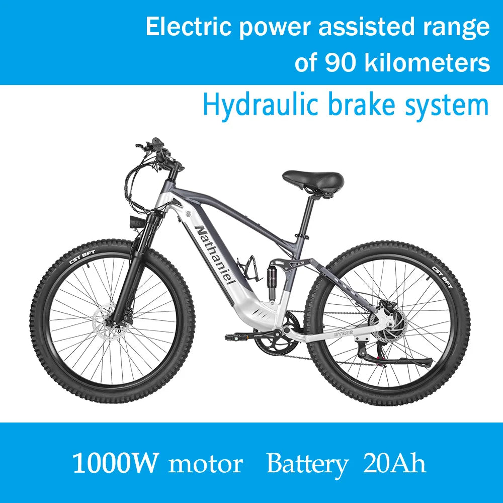 VTT Électrique 1000W 27,5 Pouces 45Ah — 7 Vitesses 45 km/h Adulte Plein Air