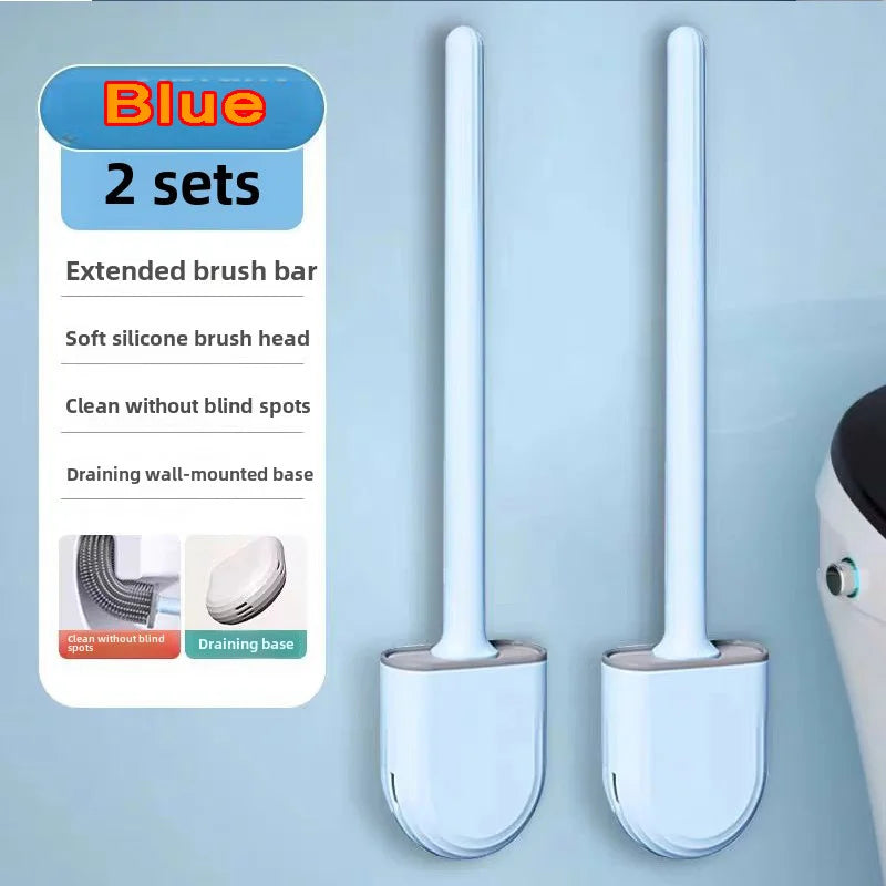 Nettoyeur de brosse de toilette suspendu en Silicone, avec manche Long, nettoyeur Flexible, brosse de salle de bain, support à séchage rapide, accessoires de salle de bains