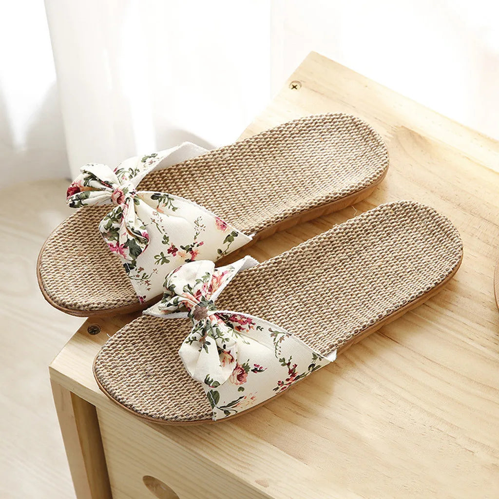 Tongs en Lin Nœud Papillon Femme — Légères & Naturelles Été