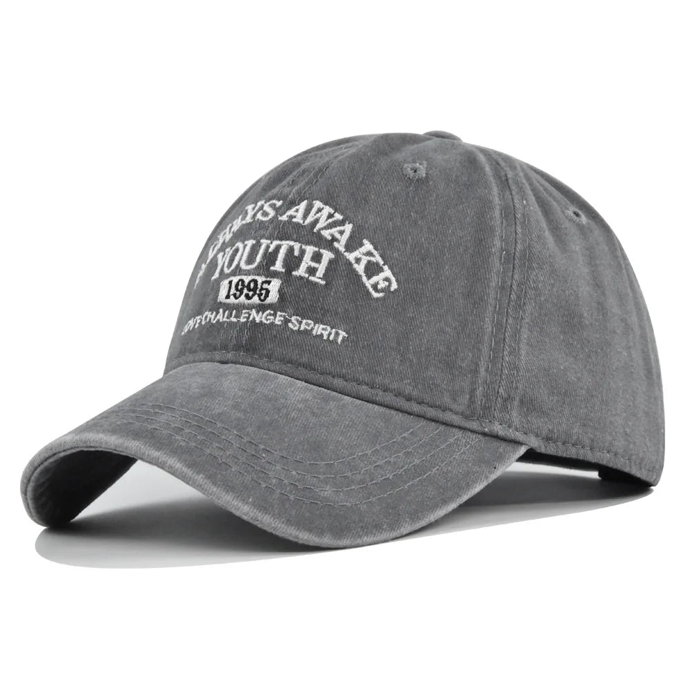 Men Women Embroidered Letter Baseball Cap Vintage Fashion Solid Adjustable Outdoor Sports Snapback Hat Distressed Gorras