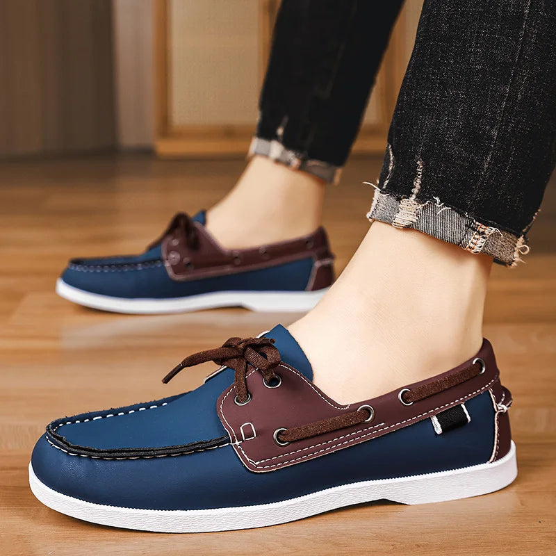 Mocassins Homme Cuir PU Sans Lacet — Chaussures Bateau Confortables & Polyvalentes