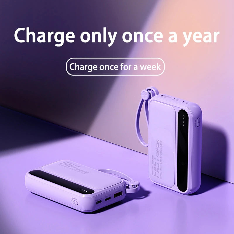 Power Bank 120W grande capacité — 4 câbles intégrés, affichage numérique intelligent, portable