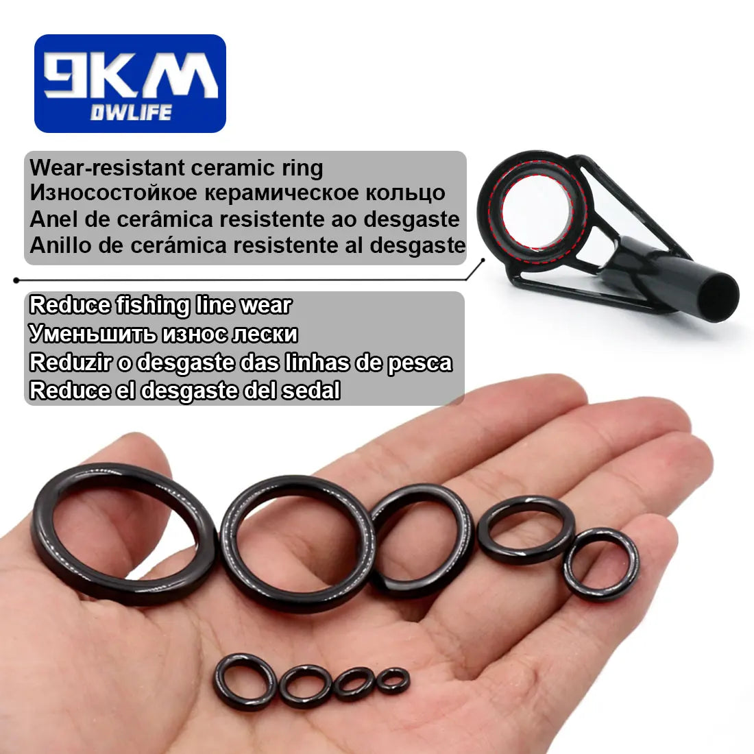 Kit de réparation de Guides de pointe de canne à pêche, 5 pièces, cadres en acier inoxydable, anneaux en céramique, Guide de construction de canne noire, réparation de construction oculaire 6 # ~16 #