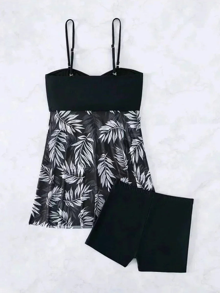 Maillot de Bain Fendu Femme 2024 — Robe Courte Sexy, Taille Haute, Maille Imprimée, Plage