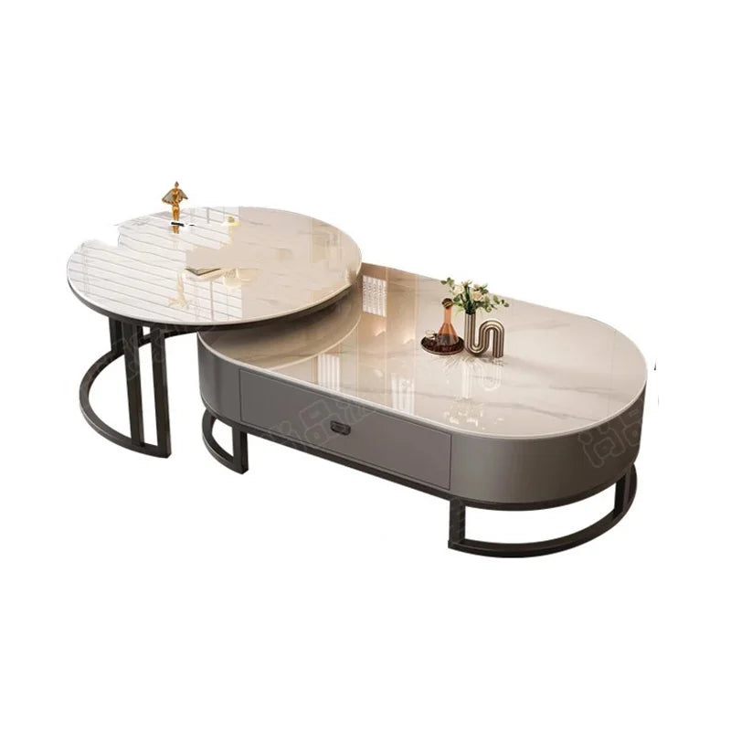 Luxury Extendable Round Modern Coffee Tables Minimalist Premium Design Book Furniture Mesa De Centro De Sala