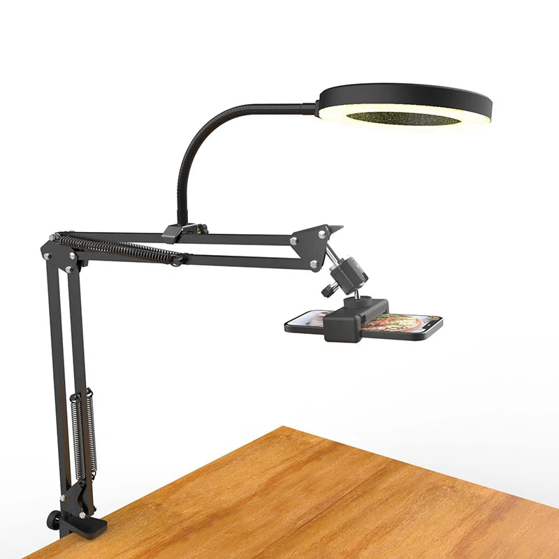 Trépied aérien pour téléphone avec anneau lumineux, support de téléphone portable de bureau pour Table de prise de vue vidéo, support Mobile pour enregistrement de tournage