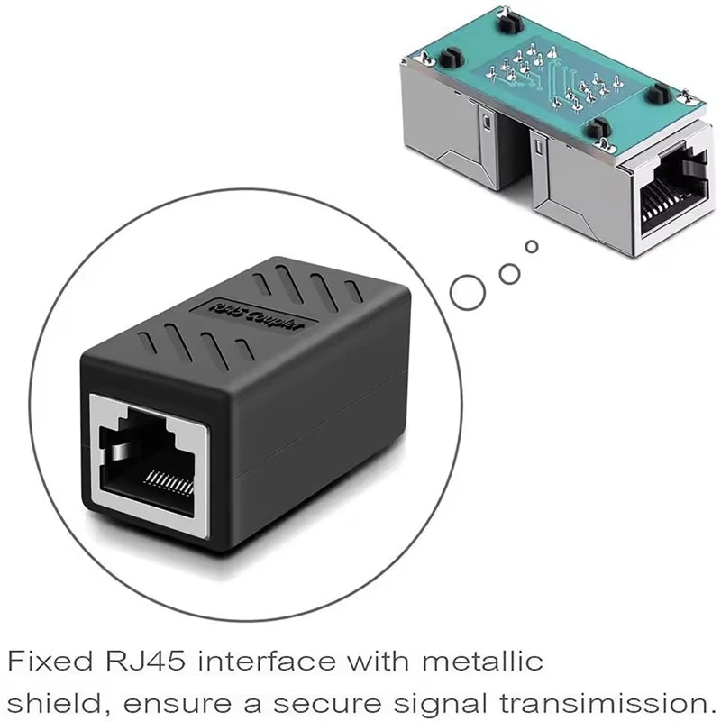 RJ45 Cat7 Cat6 Coupler, Ethernet Adapter, Gigabit Interface, Network Extension Converter, Female to Female Connector, Extension Cable