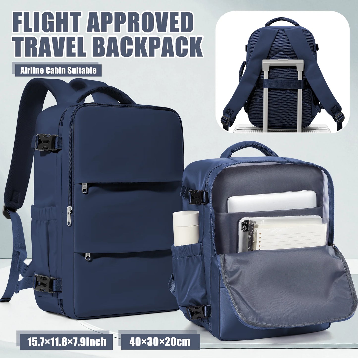 Sac à dos de voyage cabine avion 40x30x20 — étanche, ordinateur portable, bagage à main