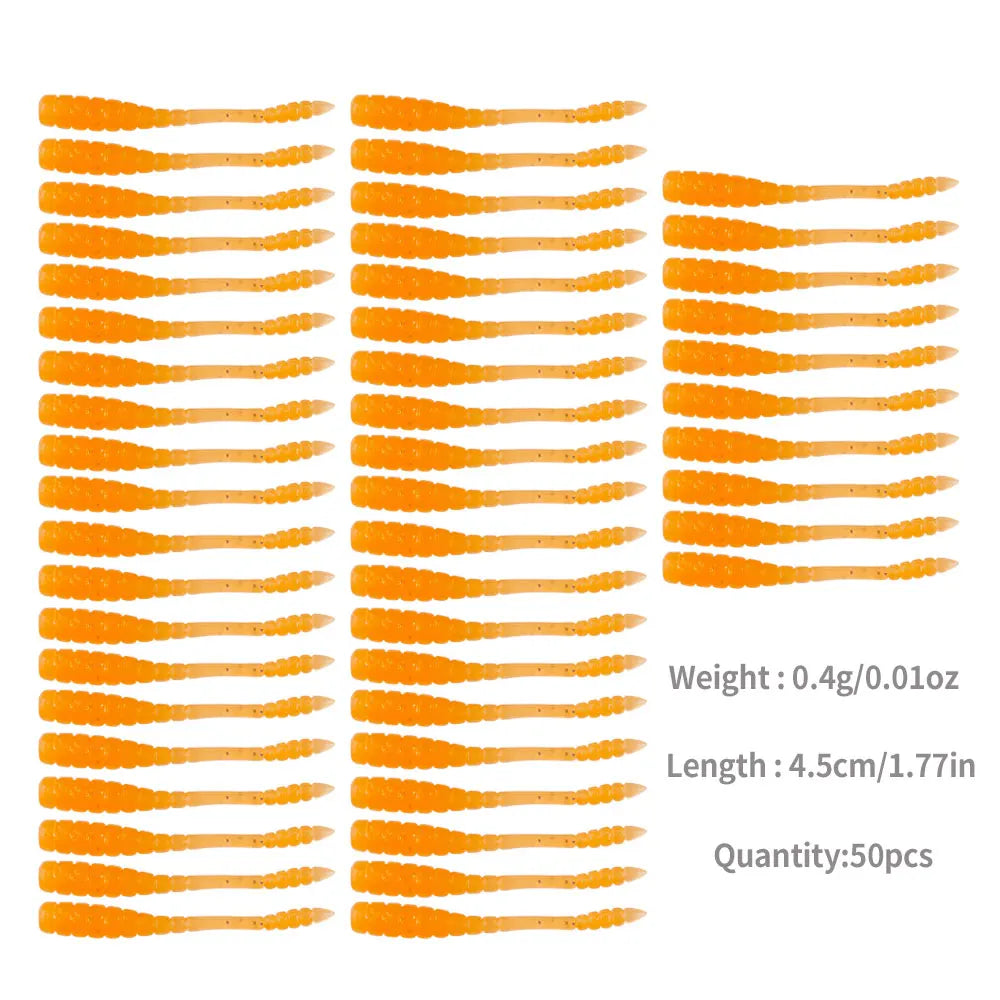 Hengjia 10-50pcs/lot 4.5CM Small Soft Silicone T-Tail Worm Swimbait Lure Fishing Tackle for Carp Black-bass Pike
