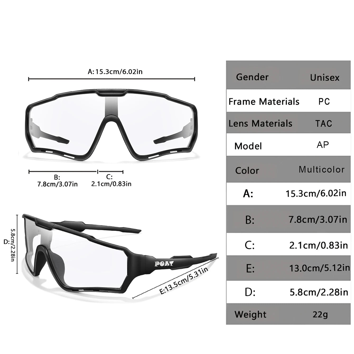 POAT tout nouveau Style lunettes de soleil photochromiques sport hommes femmes vtt vélo lunettes de vélo cyclisme pêche lunettes de course