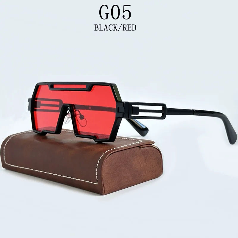 Men's Heavy Metal Steampunk Sunglasses Square Vintage Punk Retro Fashion Eyewear Gafas De Sol Hombre Lunette De Soleil Homme