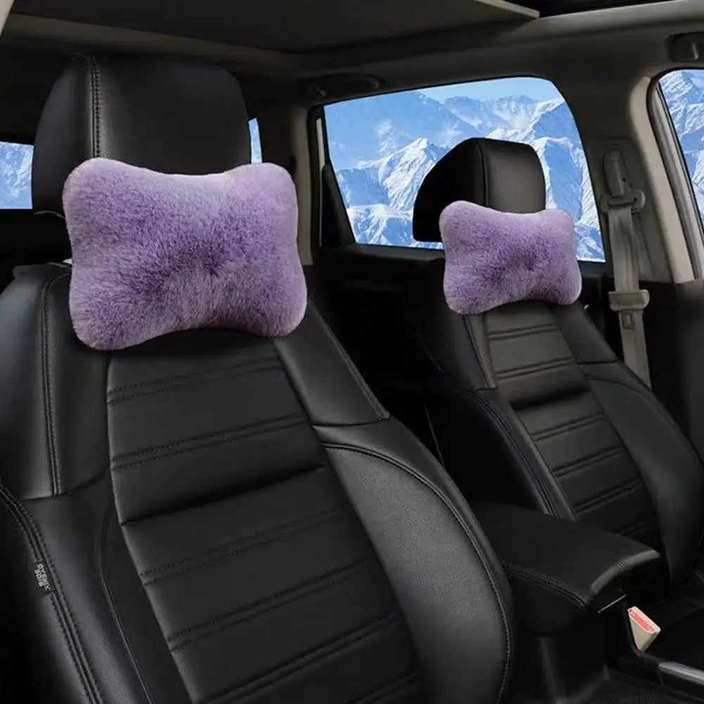 Reposacabezas de asiento de coche de felpa, 8 colores, reposacabezas de coche, cojín de felpa, cálido y cómodo, accesorios de soporte de almohada de cintura, invierno