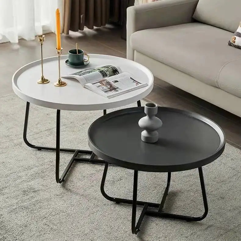 Multifunctional coffee table, modern minimalist living room, combined round side table for home