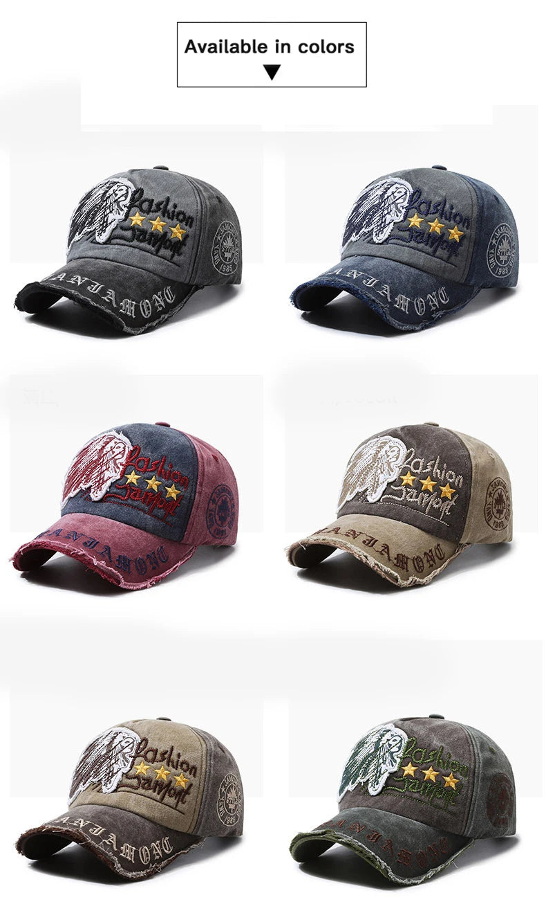 Gorra de béisbol retro desgastada informal para deportes al aire libre para cuatro estaciones, gorra de sol de primavera y otoño, gorra bordada con letras para hombres