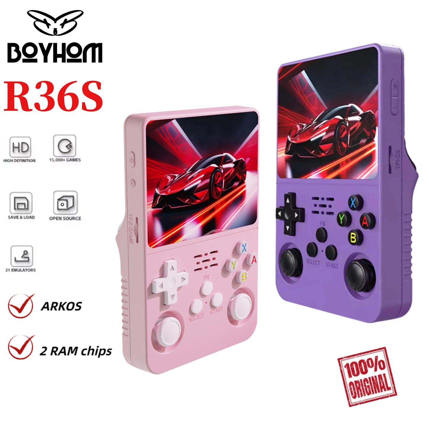 ARKOS - Consola de juegos portátil retro R36S 100 % original, IPS de 3,5 pulgadas, más de 15 000 juegos, reproductor de bolsillo portátil Linux, regalos de regreso a clases