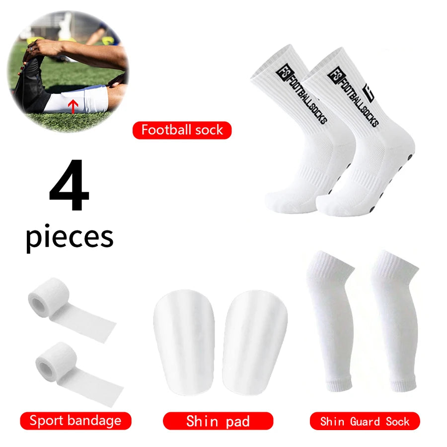 Kit Football 4 Pièces — Chaussettes + Manchons Protège-Tibias + Bandages