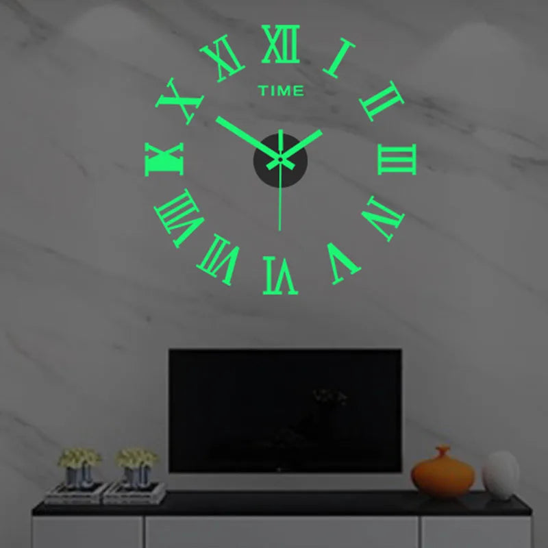 Reloj de pared, reloj de pared luminoso DIY, reloj de cuarzo, pegatinas de espejo acrílico, reloj de pared, decoración de pared, decoración cálida del hogar.