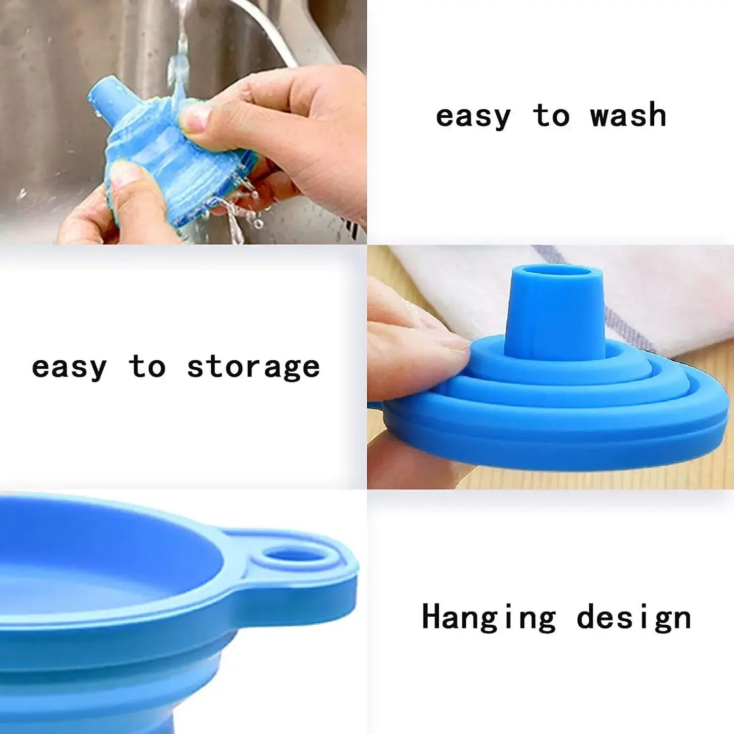Entonnoir pliable en Silicone pour moteur de voiture, 2 pièces, liquide de lavage, changement de liquide, Portable, changement d
