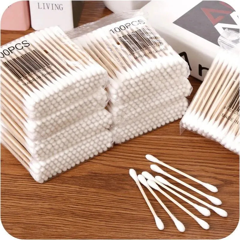Coton-tige en bois à double tête 500 pièces — outils de maquillage, femmes, nettoyage des oreilles