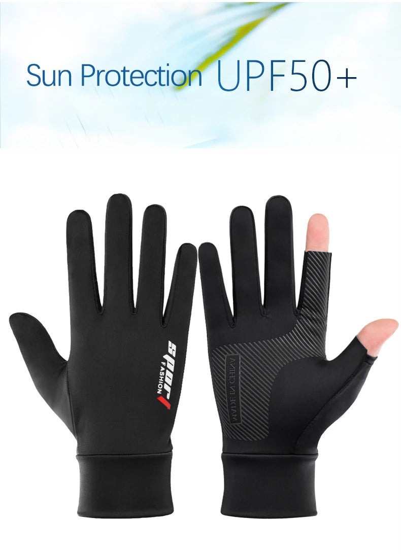 Gants de pêche en soie glacée pour printemps et été, Protection solaire pour hommes et femmes, randonnée, cyclisme, Camping, écran tactile antidérapant, élastique