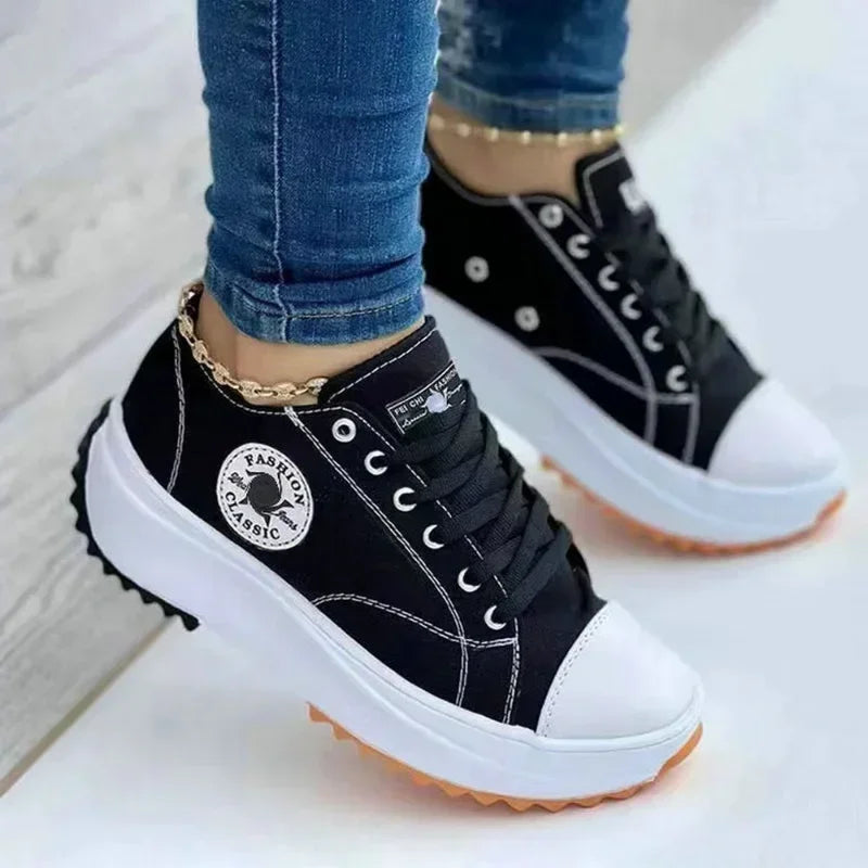 Zapatillas deportivas de lona para mujer, modelo 2025, zapatos informales para mujer, zapatillas planas con cordones Zapatillas Mujer Chaussure Femme