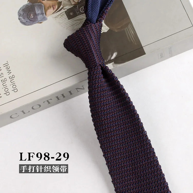 Cravates tricotées rayées pour hommes, rétro étroit, Style coréen, chemises décontractées, accessoires, costume, cravate