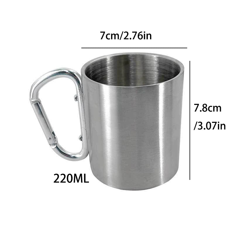 Bouton d'alpinisme en plein air, tasse d'eau, voyage Camping, bouton Portable en acier inoxydable, matériau 201, 1 pièce
