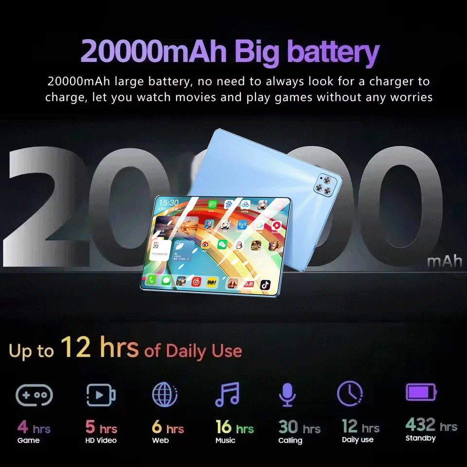 Tablette PC 11 pouces Android 16 — 24 Go RAM, 2 To ROM, 4K HD, 5G, double SIM, appel vidéo, WiFi
